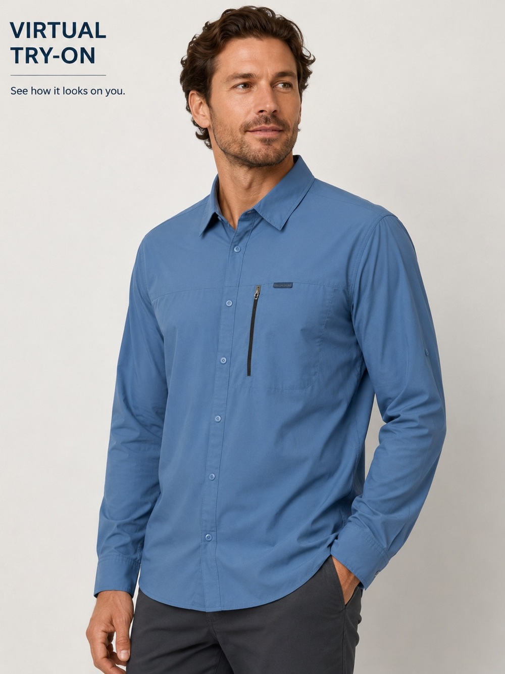Craghoppers Insect Shield Men's XL Blue Long Sleeve Button-Up Fishing Shirt